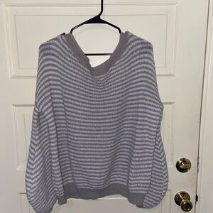 Grey and white stripped sweater